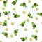 Butterfly hawk and flower seamless pattern, green naure illustration