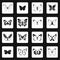 Butterfly icons set, simple style