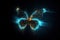 Butterfly with light that is in the digital world on a dark background. Insect. illustration, generative AI