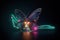 Butterfly with light that is in the digital world on a dark background. Insect. illustration, generative AI