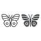 Butterfly line and glyph icon, easter and summer, insect sign, vector graphics, a linear pattern on a white background
