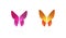 Butterfly logo golden purple pink yellow icon vector, beauty orange spa abstract moth shape silhouette graphic design illustration