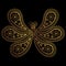 Butterfly. Oriental paisley pattern. Ornament in the form of a butterfly with gold threads and lines. Stylized Butterfly. Indian o