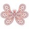 Butterfly. Oriental paisley pattern. Ornament in the form of a butterfly red with backlight on a white background. Stylized Butter
