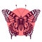 Butterfly in pink circle. Beautiful tattoo butterfly. Symbol of immortal soul. Element Air