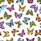 Butterfly seamless pattern. Floral garden print, seamless graphic background with butterflies and flowers. Vector hand