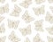Butterfly seamless pattern. Flying insects background, cute butterflies flat line icons for kids decor, spring wallpaper