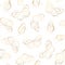 Butterfly seamless pattern. Insect wings flight. Shiny golden outline on white background. Detailed line drawing.