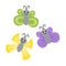 Butterfly set. Colorful bright jolly smiling butterflies. Flat, cartoon, isolated