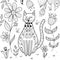 Butterfly sitting on cat nose funny coloring page