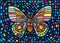 Butterfly stained glass mosaic blur background