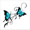 Butterfly tattoo black blue tribal