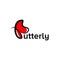 Butterfly text logo design template