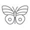 Butterfly thin line icon, easter and summer, insect sign, vector graphics, a linear pattern on a white background, eps