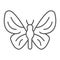 Butterfly thin line icon, nature and fly, insect sign, vector graphics, a linear pattern on a white background.