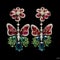 Butterfly Wing Earrings With Diamonds And Rubies In Hurufiyya Style