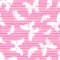 Butterflys on the pink stripes background. Vector Seamless Pattern