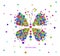 Butterly idea on the white background, butterfly created from the small colored parts, emotions icons multicolored