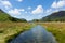 Buttermere Lake District Cumbria England uk on a beautiful sunny summer day surrounded by fells