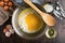 Buttermilk Cornbread Ingredients in a Mixing Bowl Viewed from Above