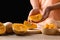 Butternut squash pumpkin with hand prepare for cooking