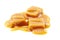 Butterscotch toffee candy, chewy and sticky confectionery treat and sweet caramel candies with close up on three pieces of