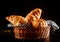 Buttery and Flaky Croissant on a Basket on a Table