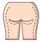 Buttocks liposuction icon, cartoon style.