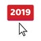 The button 2019 with arrow cursor pointer.