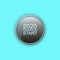Button, 2020 start, on a blue background.Isolated. The concept of the beginning of the New Year.