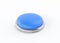 Button 3d render icon - start blue simple circle with switch sign, round shutdown metal element