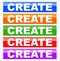 Button in 5 color with Create word