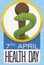 Button with Asclepius Snake, Rod and Reminder for Health Day, Vector Illustration