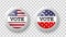 button circle 2024 elections ping or badge. US, USA, american election, voting sign. presidential election. . Vector illustration