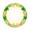 Button circular Christmas spruce and a golden and green holly vector