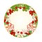 Button circular Christmas with white bows and poinsettia vector