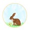 Button the circular Easter Bunny and Easter egg polygons vector