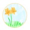Button the circular Easter daffodil polygons vector