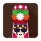 Button with Congo dancer for Barranquilla`s Carnival in flat style, Vector illustration