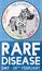 Button with Cute Zebra ready for Rare Disease Day Event, Vector Illustration