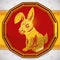 Button with a Golden Rabbit for Chinese Zodiac, Vector Illustration