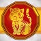 Button with a Golden Tiger for Chinese Zodiac, Vector Illustration