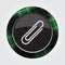 Button with green, black tartan - paperclip icon