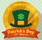 Button with Leprechaun`s Hat in Flat Style for Patrick`s Day, Vector Illustration