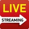 Button Live streaming - red design emblem with play button