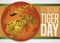 Button with Majestic Tiger over Globe promoting International Tiger Day, Vector Illustration