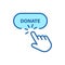 Button for Online Donate Line Icon. Donation with Click Linear Pictogram. Support and Give Help Online Outline Icon