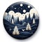 A button with a picture of a snowy landscape. Generative AI image.