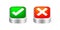 Button push 3d checkmark and x or confirm and deny for apps and websites, icon 3d checkmark choice, checkbox button for push