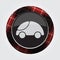 Button with red, black tartan - cute rounded car